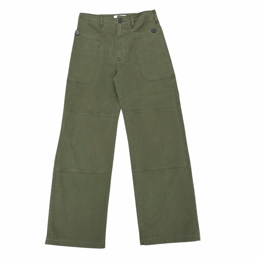 Frame Green Khaki Cropped Wide Leg Pants